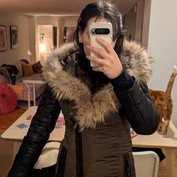 Cuir Dimitri real leather winter jacket green and black - Picture 3 of 6